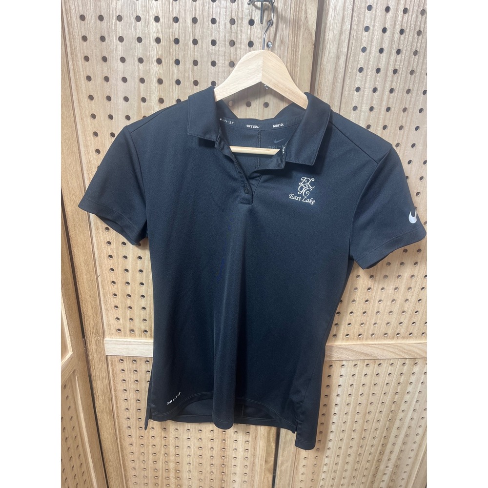 Nike Golf Dri-FIT Polo Shirt Womens Small Black East Lake Golf Club Short Sleeve